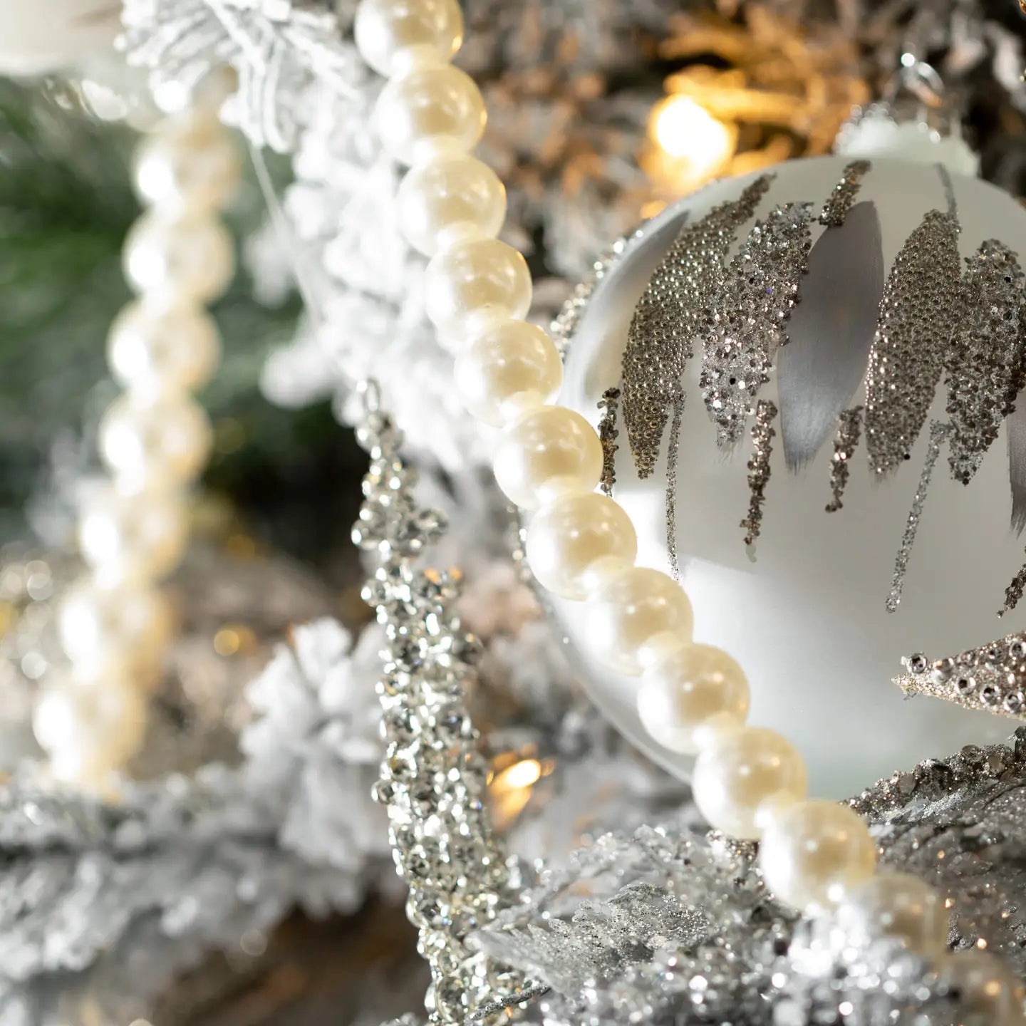 White Pearl Beaded Garland