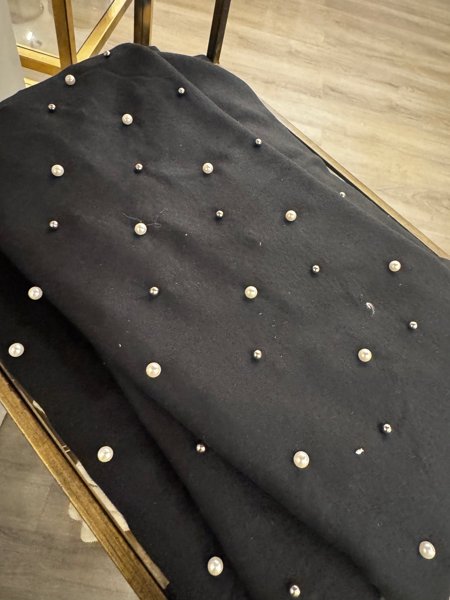 Pearl Rhinestone Embellished Knit Beanie