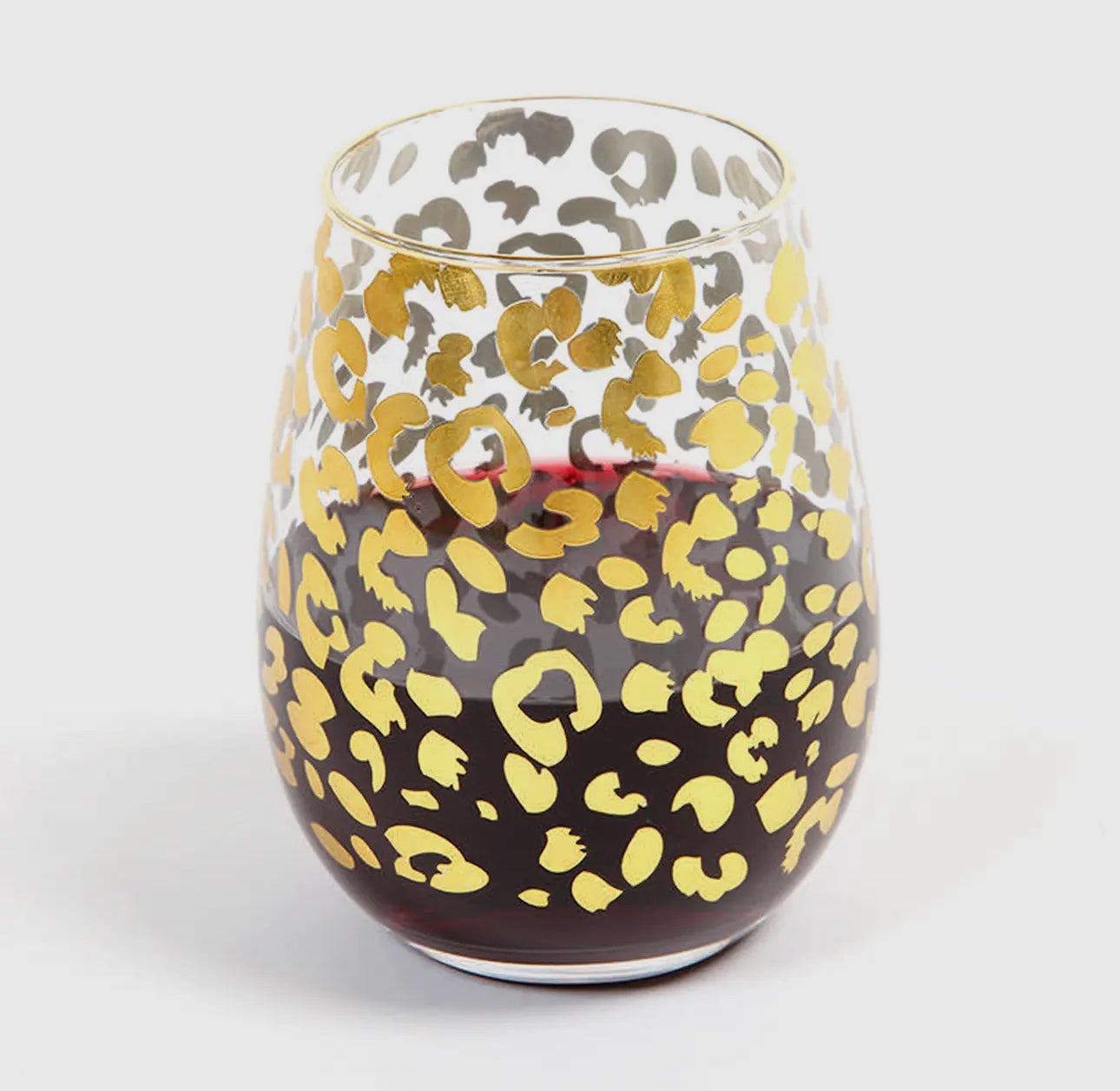 Gold Leopard Stemless Wine Glass