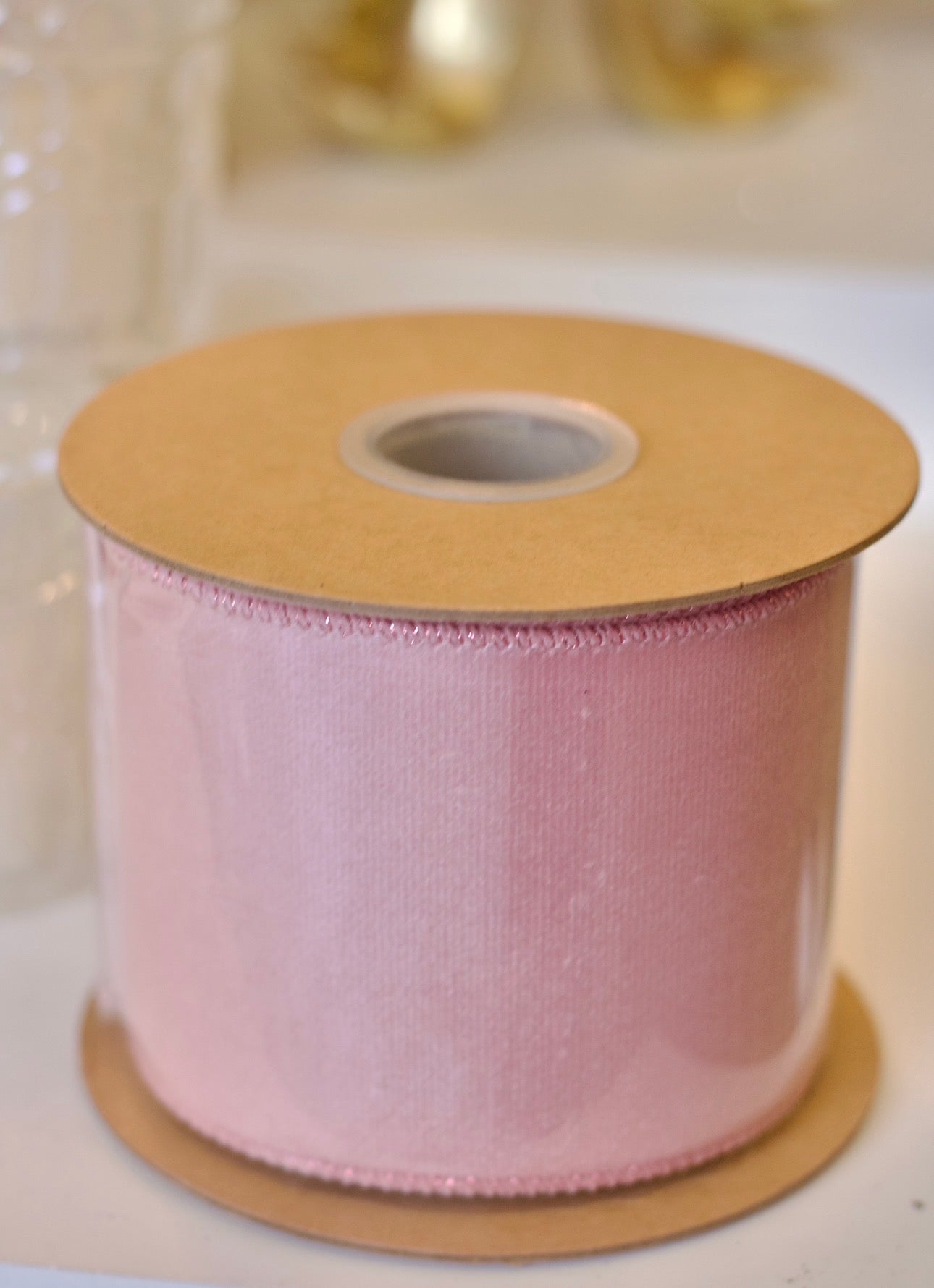 Pink Velvet/shimmer wired ribbon