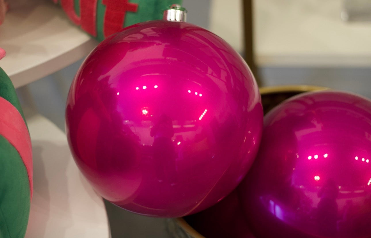 8” fuschia ornaments