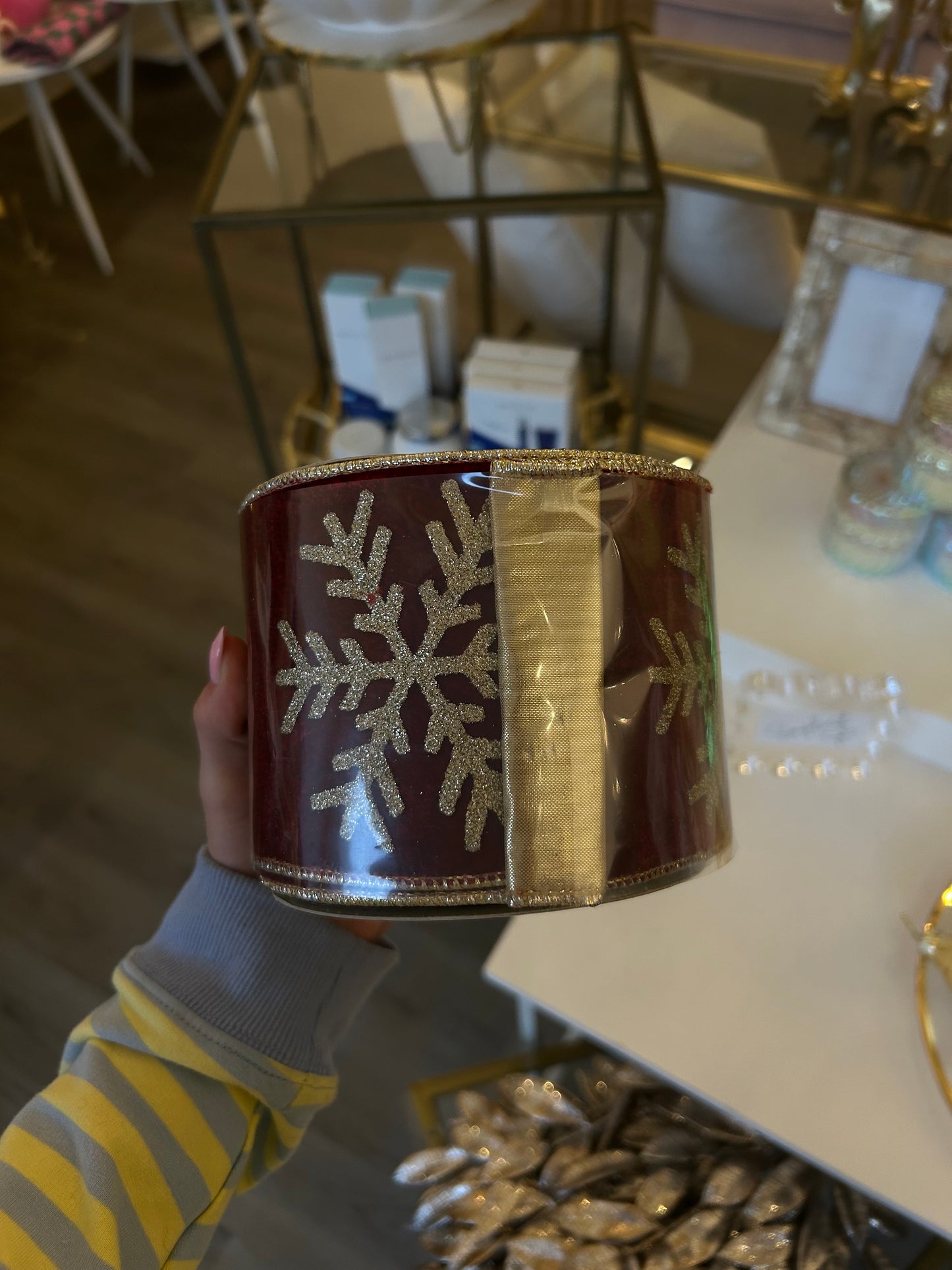 Burgundy snowflake ribbon