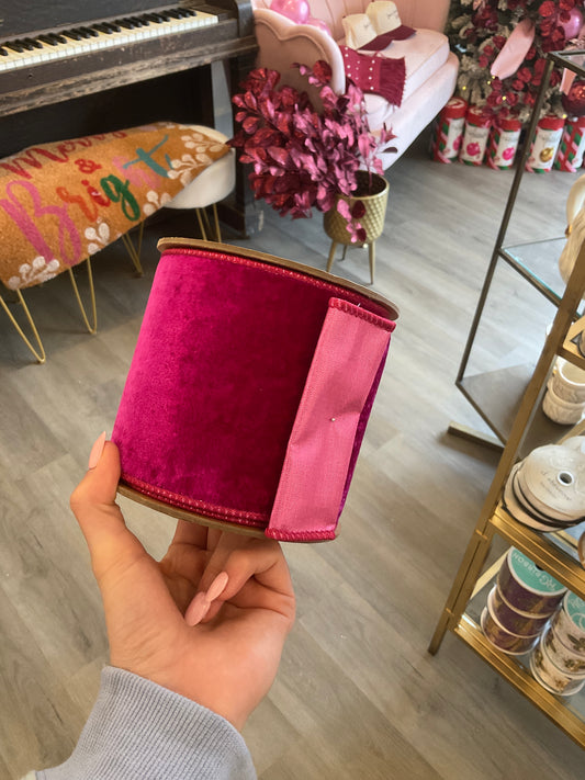 4" pink velvet ribbon