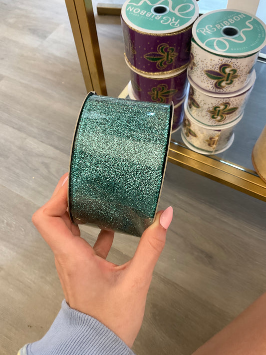 Teal Glitter ribbon