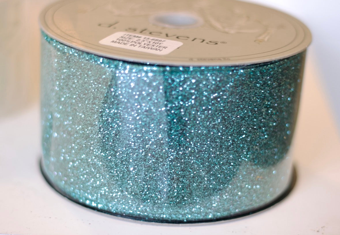 Teal Glitter ribbon