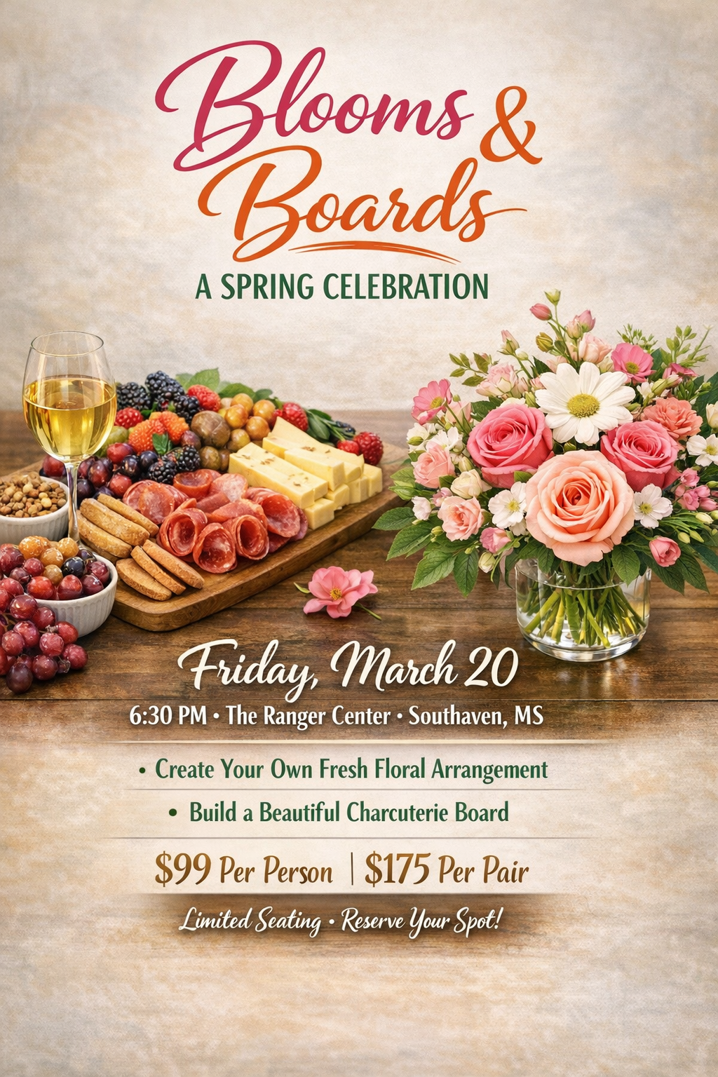 Blooms & Boards | A Spring Evening Experience