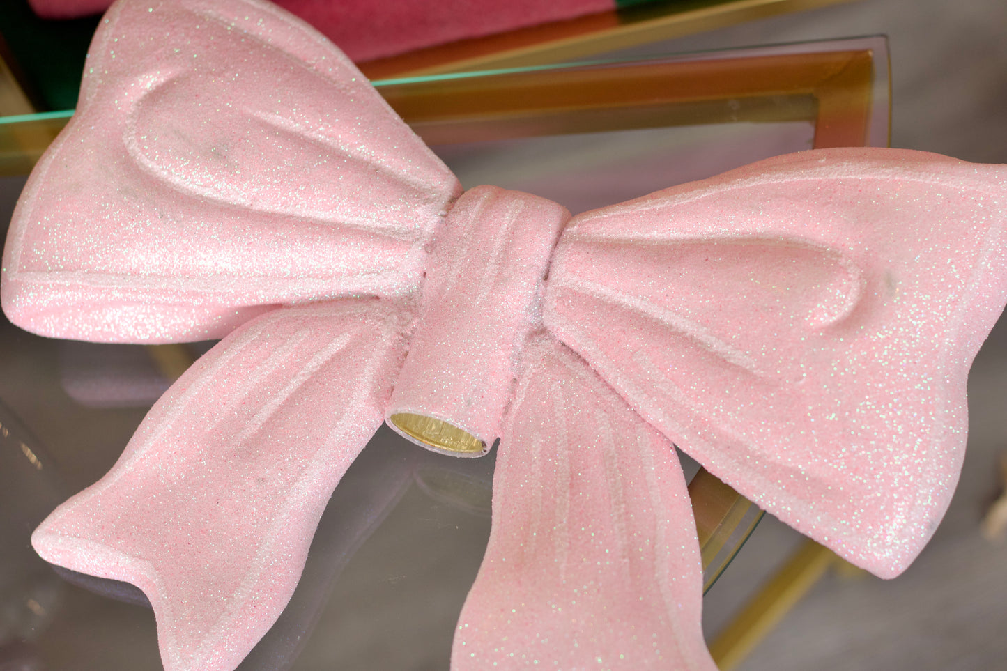 Pink Glitter Bow Christmas Tree Topper