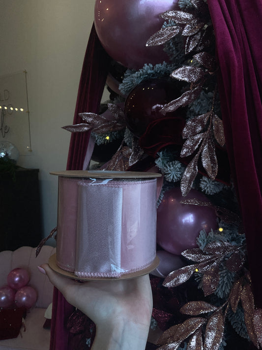 Pink Velvet/shimmer wired ribbon