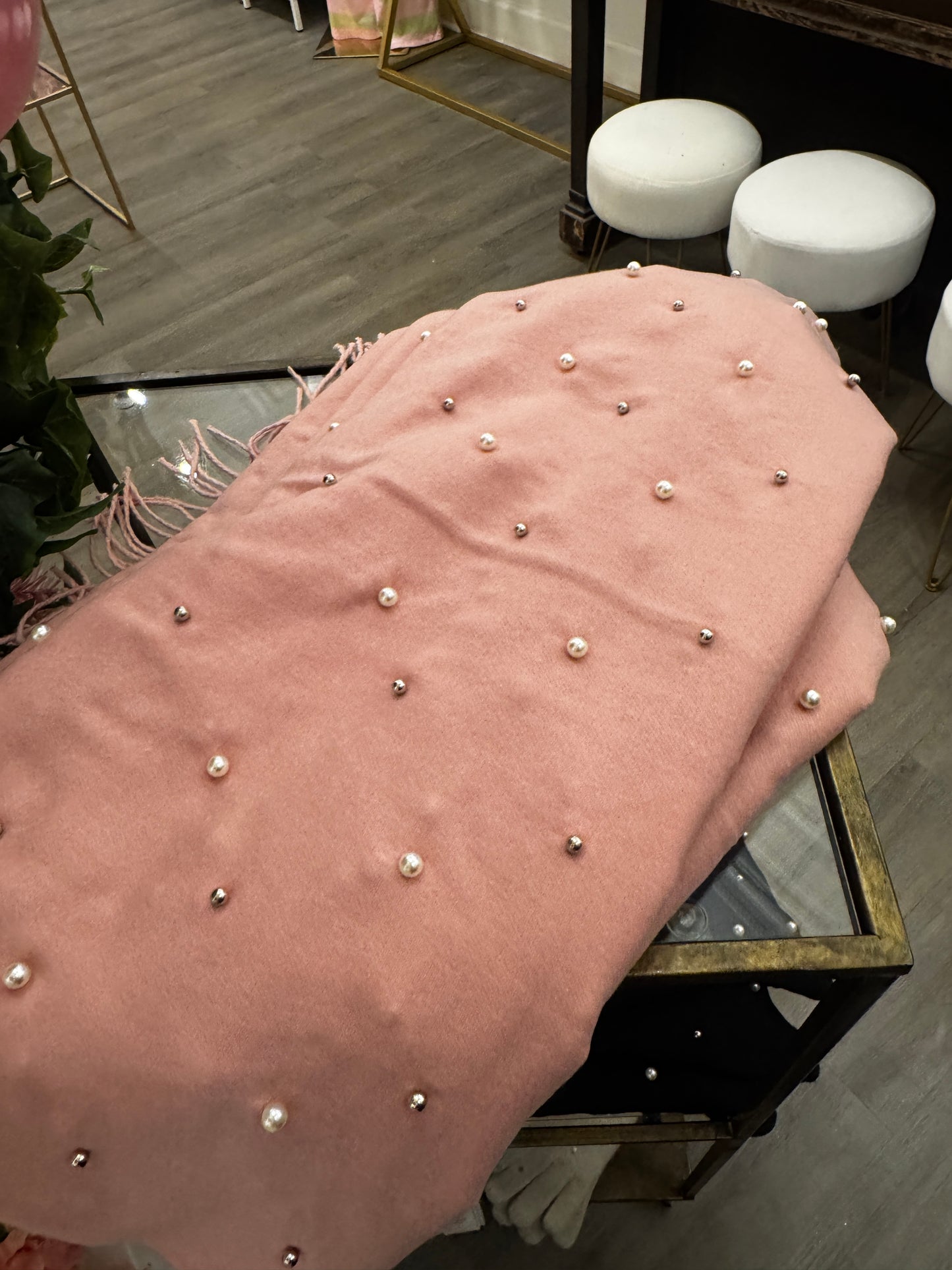 Pearl Rhinestone Embellished Knit Beanie