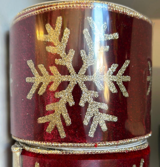 Burgundy snowflake ribbon