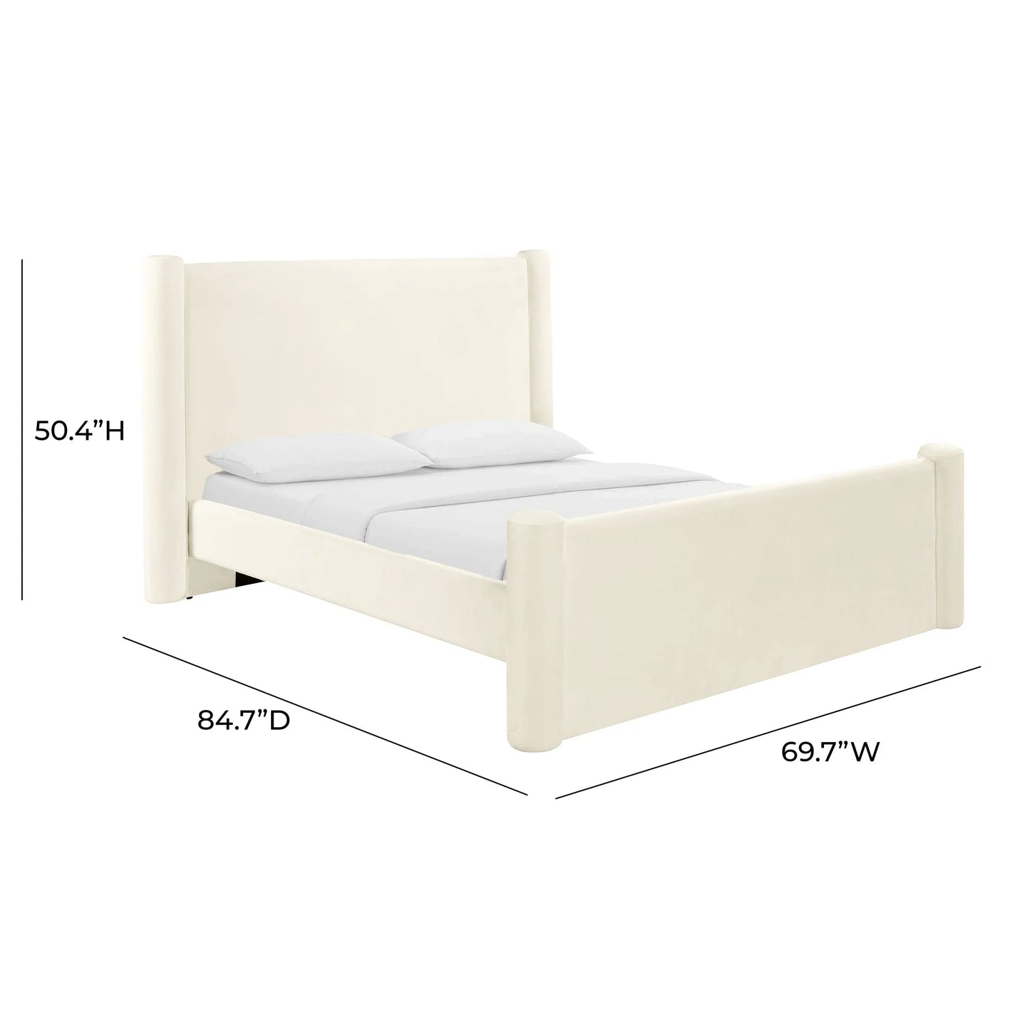 Athara Cream Velvet Bed