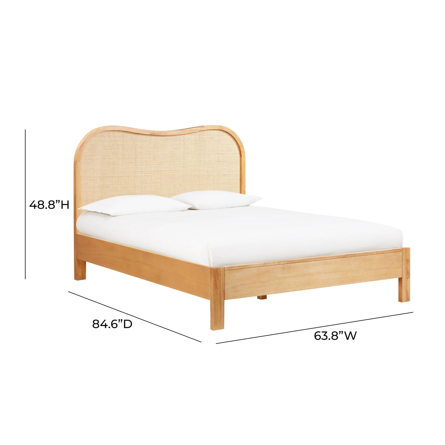 Grappa Natural Wood & Rattan Bed