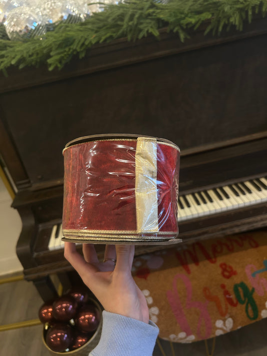 Red Ribbon 4” gold backing