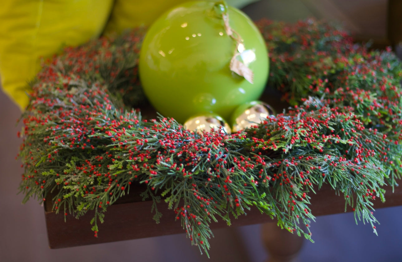 Cypress Wreath with Red Berries